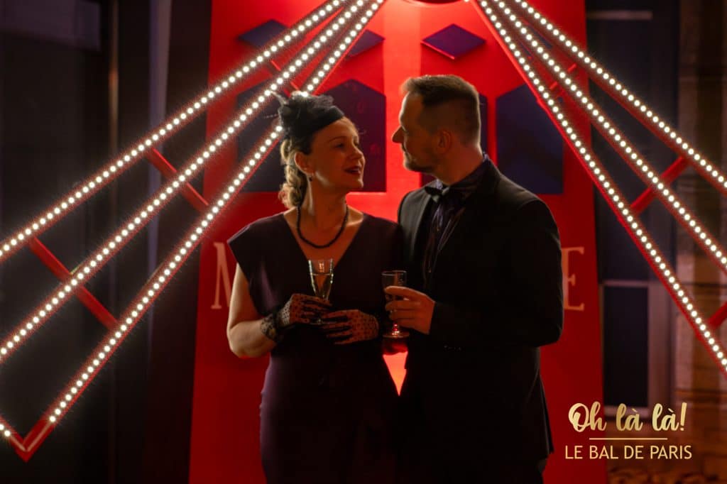 Elegant couple celebrating at gala